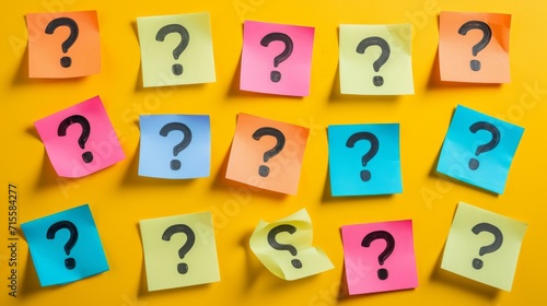 Collection of Sticky Notes With Question Marks  Logical Questions  Problem Solving  Puzzling Solutions  Seek Answers  Uncertainty