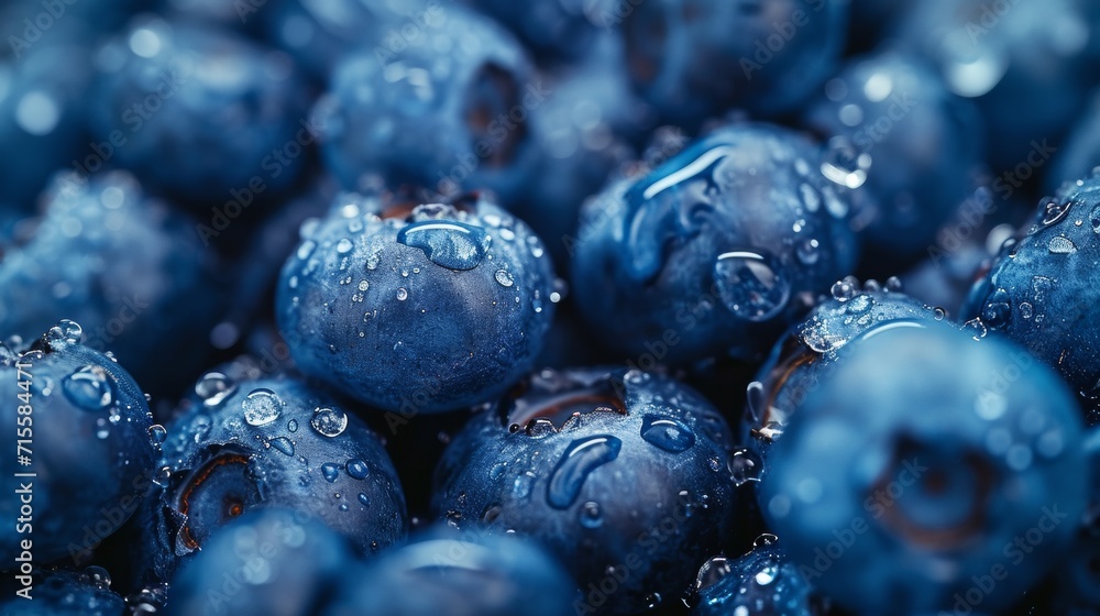 Close-up of Refreshing Blueberries With Water Droplets Close-up of Refreshing Blueberries With Water Droplets