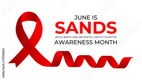 SANDS (stillbirth and neonatal death charity) awareness month is observed every year in june. June is SANDS awareness month. Vector template for banner, cover, greeting card, poster with background.