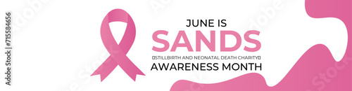 SANDS (stillbirth and neonatal death charity) awareness month is observed every year in june. June is SANDS awareness month. Vector template for banner, cover, greeting card, poster with background.