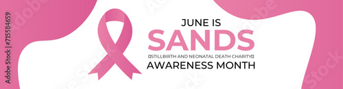 SANDS (stillbirth and neonatal death charity) awareness month is observed every year in june. June is SANDS awareness month. Vector template for banner, cover, greeting card, poster with background.