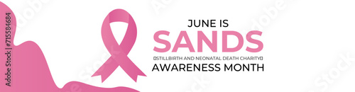 SANDS (stillbirth and neonatal death charity) awareness month is observed every year in june. June is SANDS awareness month. Vector template for banner, cover, greeting card, poster with background.