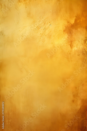 Abstract gold background yellow colors with sponge vintage grunge background texture  distressed rough smeary paint on wall  art canvas board  brochure ad  website template  blank space  generative ai