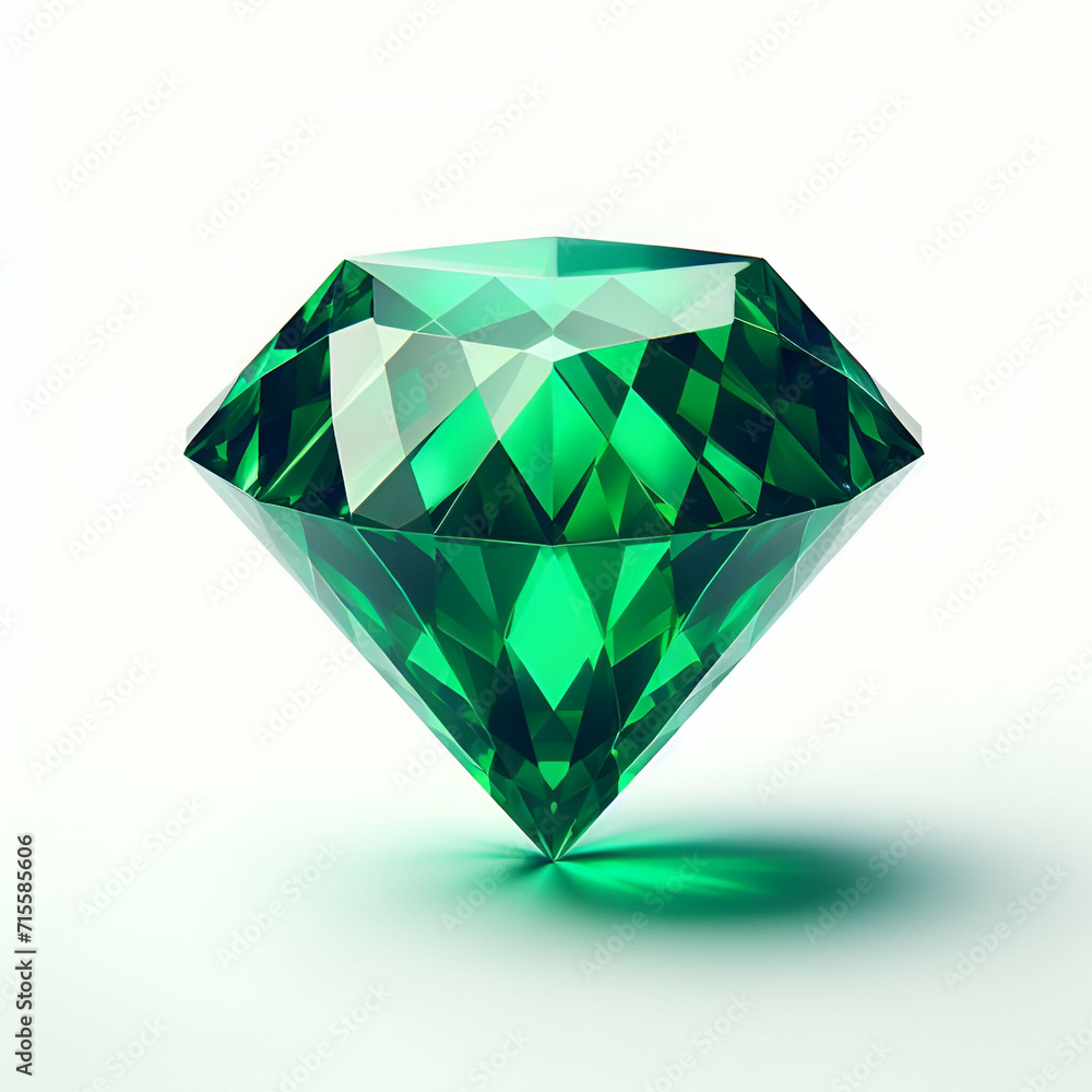 Fototapeta premium Green diamond on white background