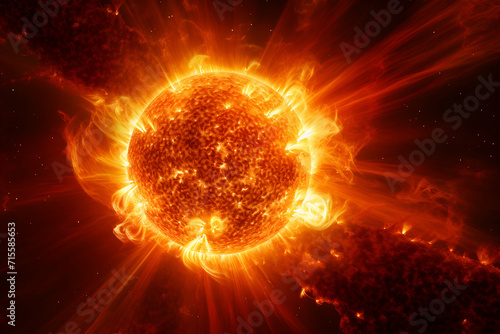 Burning planet in space, computer generated abstract background, 3D rendering