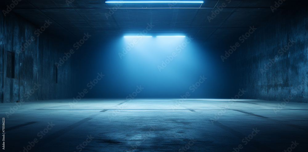 Sci Fi futuristic Neon Blue Concrete Garage Underground Cyber Virtual Lines Pillars Pantone Classic Spaceship Showroom 3D Rendering Illustration Sci Fi futuristic Neon Blue Concrete Garage Underground Cyber Virtual Lines Pillars Pantone Classic Spaceship Showroom 3D Rendering Illustration