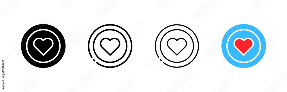Heart icons in a circle. Different styles, heart in a circle. Vector icons Heart icons in a circle. Different styles, heart in a circle. Vector icons