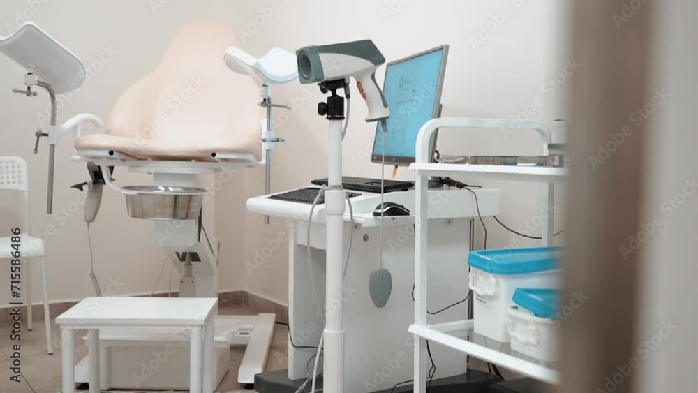 empty gynecological office with a chair before receiving a girl patient