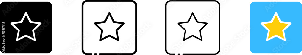 Star icons in a square. Different styles, star icons in a square. Vector icons Star icons in a square. Different styles, star icons in a square. Vector icons