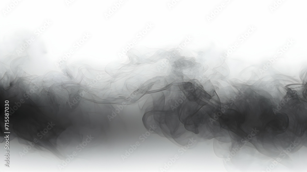 Naklejka premium Dark fog or smoke effect isolated on white background. Steam explosion special effect. Effective texture of steam, fog, smoke, generative ai