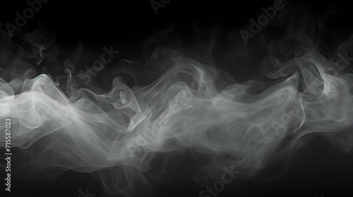 Light fog or smoke effect isolated on dark background. Steam explosion special effect. Effective texture of steam, fog, smoke, generative ai