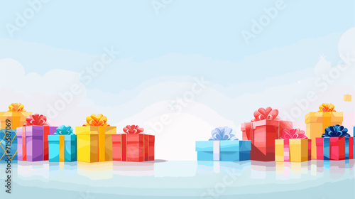 Vector illustration of colorful presents and gift boxes, representing the spirit of giving and celebration at a birthday or festive party. simple minimalist illustration creative