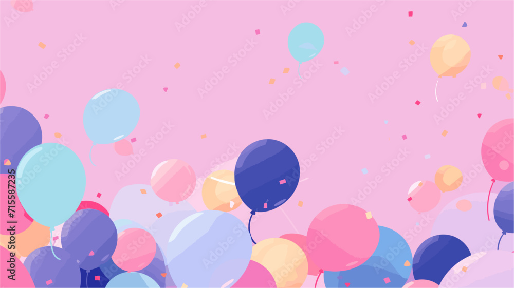 Vectorized confetti and balloons forming a festive backdrop, symbolizing the vibrant and celebratory atmosphere of a joyous party setting. simple minimalist illustration creative