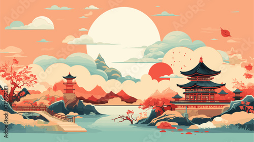 Vectorized vintage postcard collage, offering a nostalgic and travel-inspired background for retro-themed design concepts. simple minimalist illustration creative