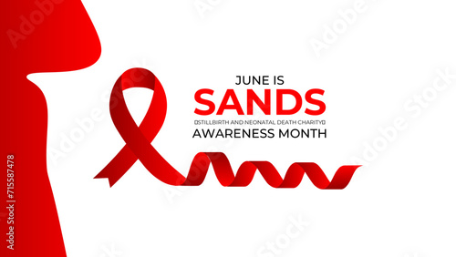 SANDS (stillbirth and neonatal death charity) awareness month is observed every year in june. June is SANDS awareness month. Vector template for banner, cover, greeting card, poster with background.