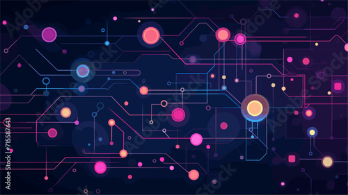 Vector illustration of interconnected circuit lines, representing technological and futuristic backgrounds for modern design concepts. simple minimalist illustration creative
