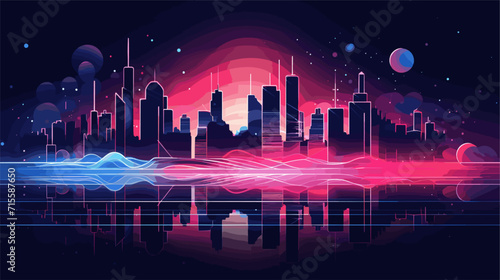 Small minimalist background illustration, line art style. one line, creative,anime. Abstract neon lights and glowing signs, creating an electrifying and dynamic background for a modern and energetic