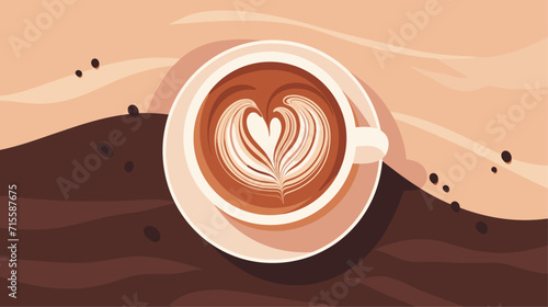Vector illustration of a coffee cup stain pattern, creating a cozy and inviting background for cafe and lifestyle-themed projects. simple minimalist illustration creative