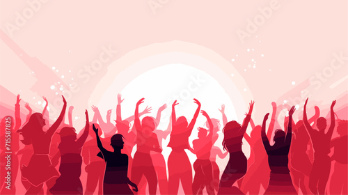 Small minimalist background illustration, line art style. one line, creative,anime. Vector illustration of silhouetted people dancing in a festive crowd, portraying the collective joy and togetherness