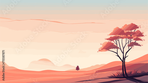 Small minimalist background illustration, line art style. one line, creative,anime.  tree silhouettes against a sunset sky, representing the calming and picturesque scenes found in a pristine