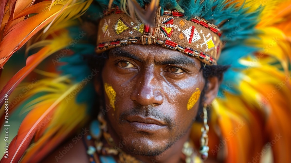 Unidentified brazilian man in traditional costume at Brazil Festival.