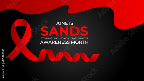 SANDS (stillbirth and neonatal death charity) awareness month is observed every year in june. June is SANDS awareness month. Vector template for banner, cover, greeting card, poster with background.