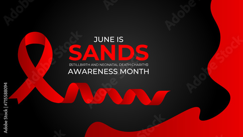 SANDS (stillbirth and neonatal death charity) awareness month is observed every year in june. June is SANDS awareness month. Vector template for banner, cover, greeting card, poster with background.