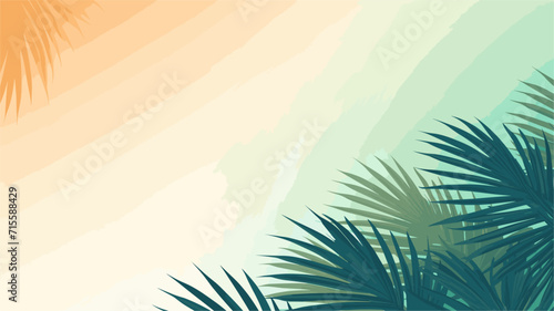 palm leaves against a soft gradient, portraying the tropical and tranquil vibes associated with green foliage backgrounds. simple minimalist illustration creative