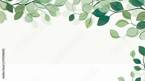 Vector illustration of a leafy border with intricate veins, capturing the intricate and detailed characteristics of green foliage. simple minimalist illustration creative