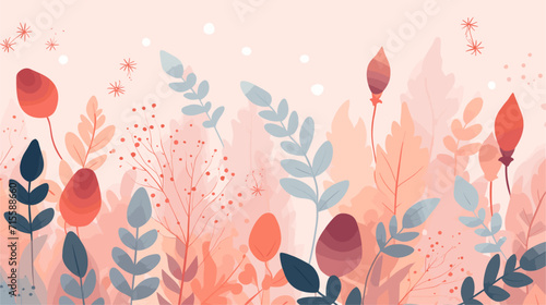 foliage and botanical elements forming a seamless pattern, capturing the natural and organic essence of botanical backgrounds. simple minimalist illustration creative
