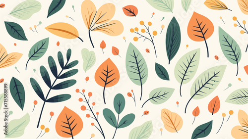 foliage and botanical elements forming a seamless pattern, capturing the natural and organic essence of botanical backgrounds. simple minimalist illustration creative photo