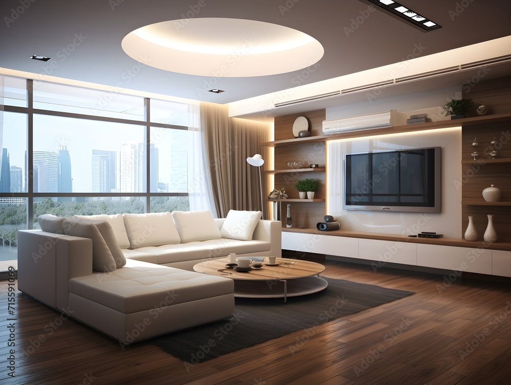 Fototapeta premium Modern living room interior design. Living room ideas. Drawing room interior design. 3d rendering 