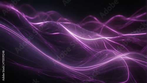 Abstract futuristic background purple neon waves energy hi-tech magic glowing bright lines from Generative AI