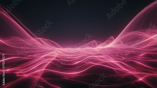Abstract futuristic background pink neon waves energy hi-tech magic glowing bright lines from Generative AI