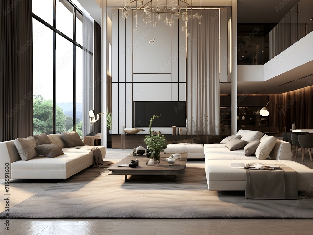 Fototapeta premium Modern living room interior design. Living room ideas. Drawing room interior design. 3d rendering 
