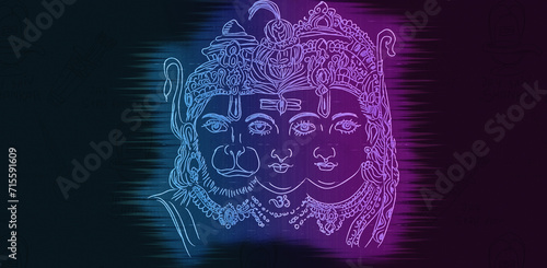 Schilderij op canvas Lord Ram Shiv Hanuman isolated gradiant background