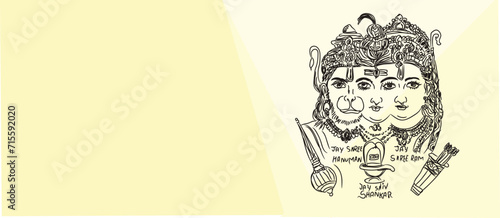 lord ram, hanuman and shiv ji vector design
