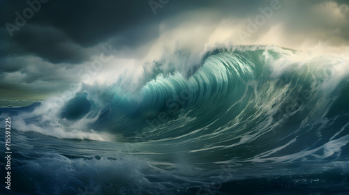 Dynamic Sea Scene: Detailed shot of stormy ocean waves, great for surfing.
