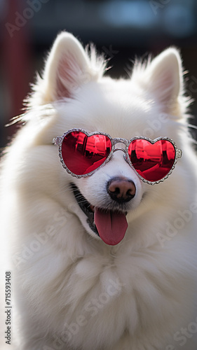 dog with valentine theme, dogs decorated with hearts and heart glasses © Studio Art