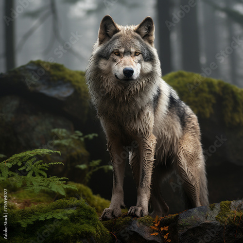 Solitary Wolf in Picturesque Natural Setting Embark on a visual journey with    Solitary Wolf in Picturesque Natural Setting