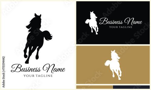 vector horse run logo template