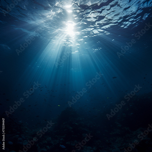 Dark blue ocean surface seen from underwater © bahija