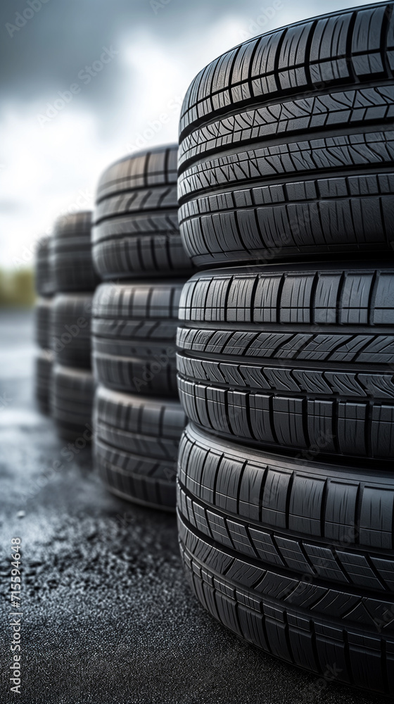 Well organized stacks of tires Well organized stacks of tires