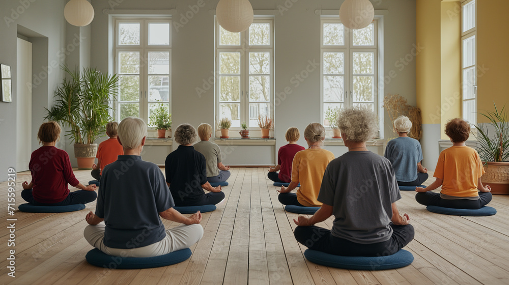 group of people doing meditation and yoga