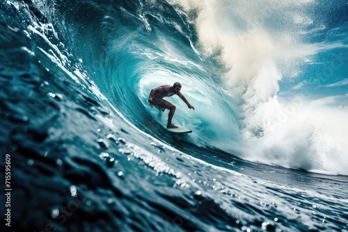 professional surfer riding waves in action © senyumanmu