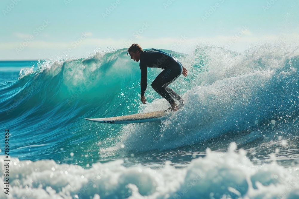 professional surfer riding waves in action