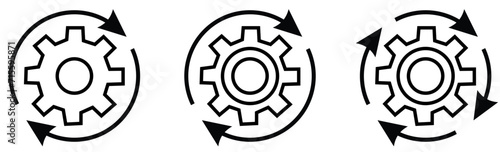 Gear wheel with arrow line icon for web, mobile and infographics. 