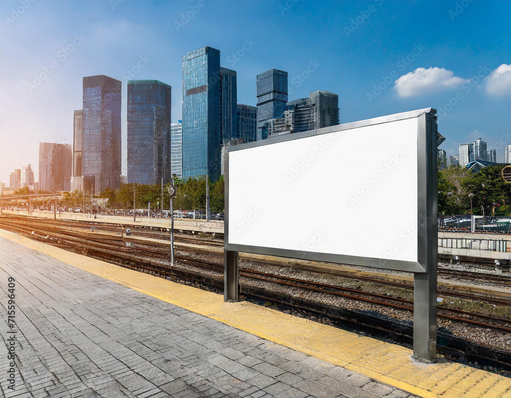 Billboard advertising mockup, train station background