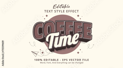 Editable text effect Coffee TIme 3d style