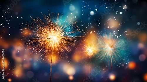 Beautiful fireworks background at night for holiday decoration